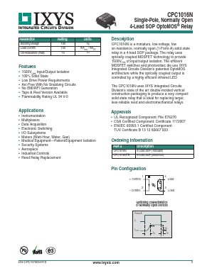CPC1016NTR Datasheet PDF IXYS CORPORATION