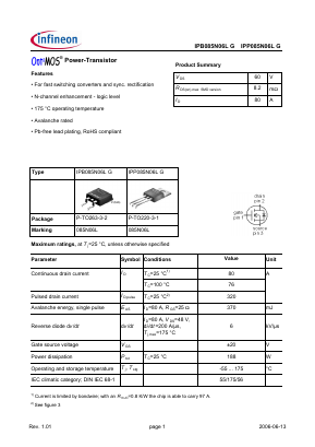 IPB085N06LG Datasheet PDF Infineon Technologies