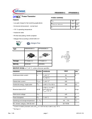 IPB080N06NG Datasheet PDF Infineon Technologies