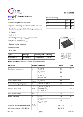22N03S Datasheet PDF Infineon Technologies