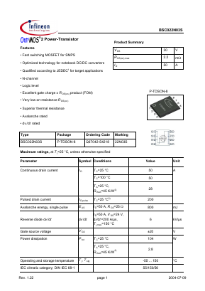 22N03S Datasheet PDF Infineon Technologies