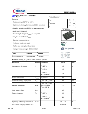 BSC072N025S Datasheet PDF Infineon Technologies
