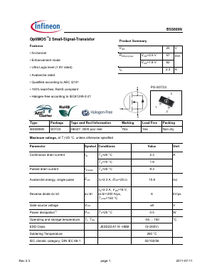 BSS806NH6327 Datasheet PDF Infineon Technologies