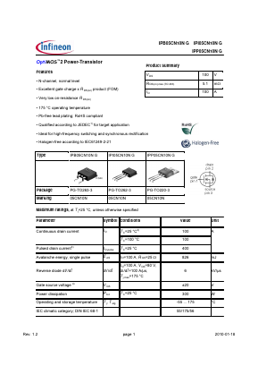 IPP05CN10NG Datasheet PDF Infineon Technologies