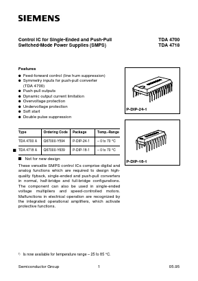 TDA4718 Datasheet PDF Infineon Technologies