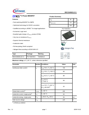 BSC034N03LSG Datasheet PDF Infineon Technologies
