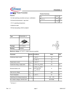IPD640N06LG Datasheet PDF Infineon Technologies