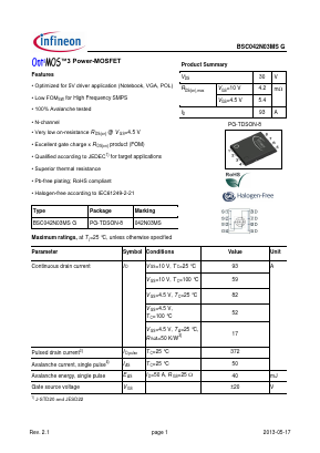 042N03MS Datasheet PDF Infineon Technologies