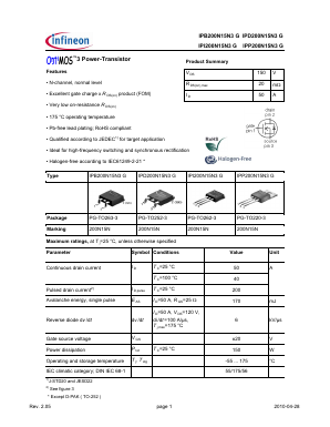 IPI200N15N3G Datasheet PDF Infineon Technologies