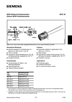 BPX38-3 Datasheet PDF Infineon Technologies