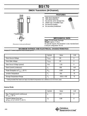 BS170 Datasheet PDF Infineon Technologies