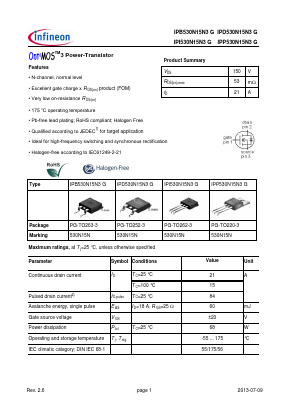 IPP530N15N3G Datasheet PDF Infineon Technologies