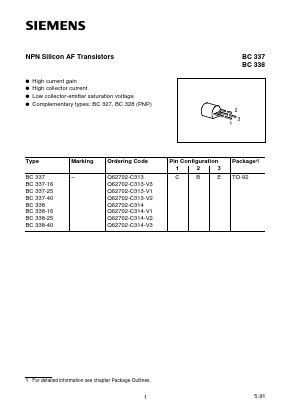 BC337 Datasheet PDF Infineon Technologies