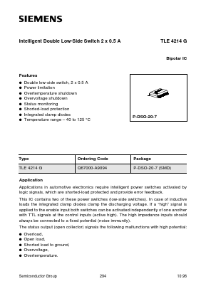 TLE4214G Datasheet PDF Infineon Technologies