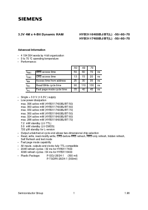 HYB3116400BT-70 Datasheet PDF Infineon Technologies