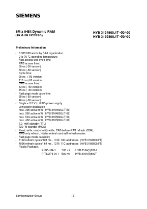 HYB3164800J Datasheet PDF Infineon Technologies