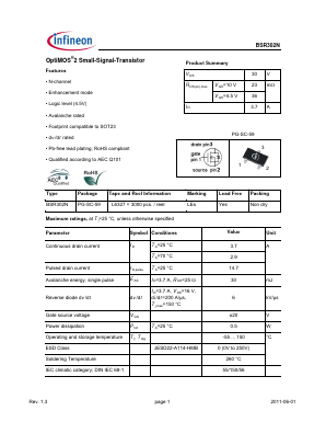 BSR302N Datasheet PDF Infineon Technologies