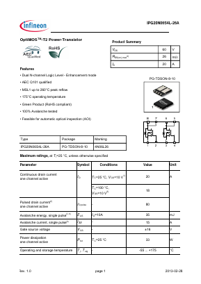 IPG20N06S4L-26A Datasheet PDF Infineon Technologies