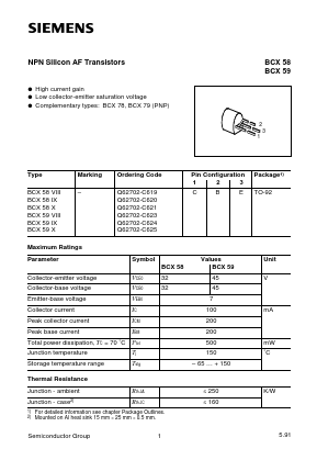 BCX59VII Datasheet PDF Infineon Technologies