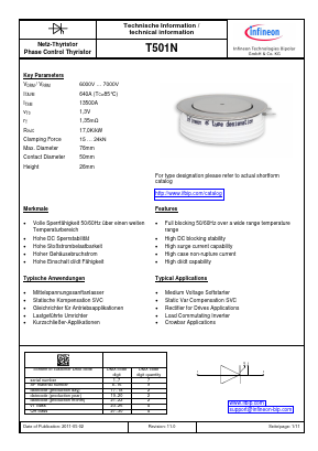 T501N Datasheet PDF Infineon Technologies