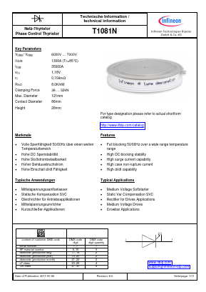 T1081N Datasheet PDF Infineon Technologies