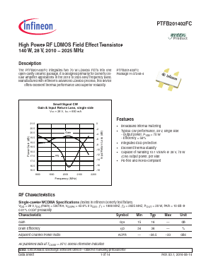 PTFB201402FCV1R0XTMA1 Datasheet PDF Infineon Technologies