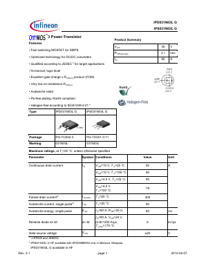IPS031N03LG Datasheet PDF Infineon Technologies
