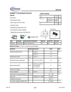 BSS214N Datasheet PDF Infineon Technologies