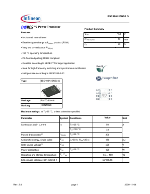 BSC190N15NS3G Datasheet PDF Infineon Technologies