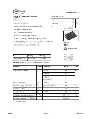 BSC077N12NS3G Datasheet PDF Infineon Technologies