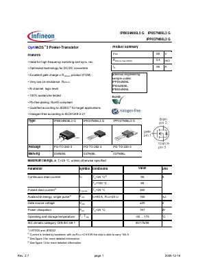 IPB034N06L3G Datasheet PDF Infineon Technologies