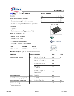 016N04LS Datasheet PDF Infineon Technologies