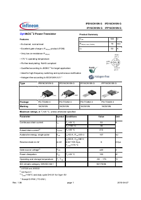 IPB16CN10NG Datasheet PDF Infineon Technologies