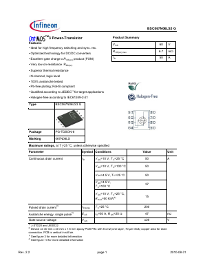 BSC067N06LS3G Datasheet PDF Infineon Technologies