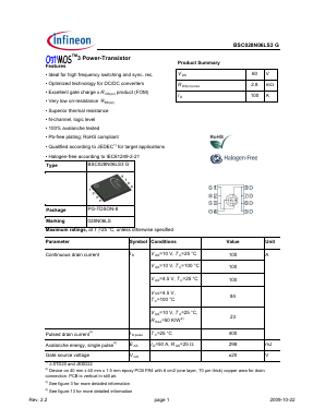 BSC028N06LS3G Datasheet PDF Infineon Technologies