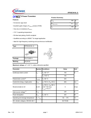 IPP05CN10LG Datasheet PDF Infineon Technologies