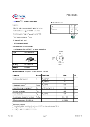 035N06L Datasheet PDF Infineon Technologies