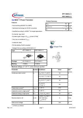 114N03L Datasheet PDF Infineon Technologies