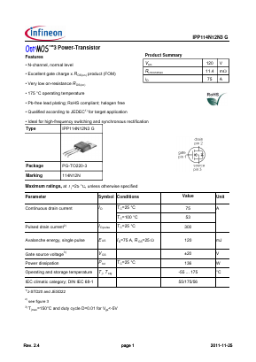 114N12N Datasheet PDF Infineon Technologies