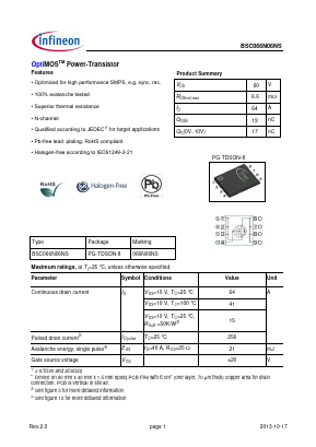 066N06NS Datasheet PDF Infineon Technologies