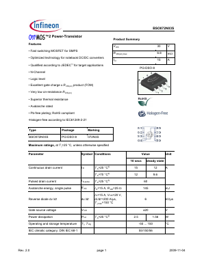 BSO072N03S Datasheet PDF Infineon Technologies