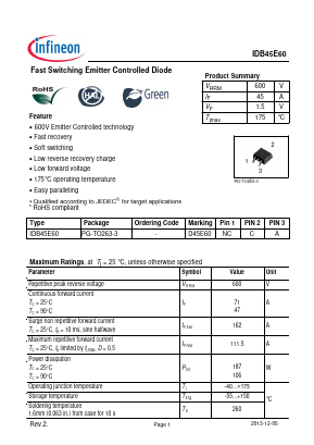 IDB45E60 Datasheet PDF Infineon Technologies
