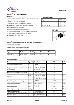 IDH15S120 Datasheet PDF Infineon Technologies