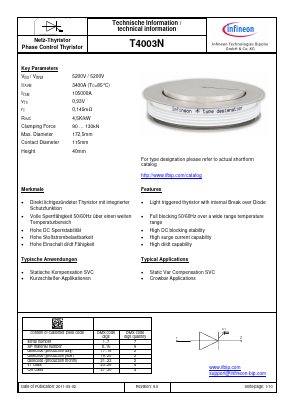 T4003N Datasheet PDF Infineon Technologies