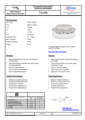 T533N Datasheet PDF Infineon Technologies