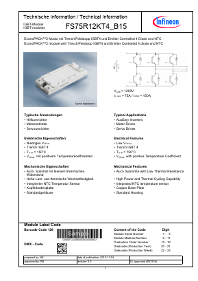FS75R12KT4_B15 Datasheet PDF Infineon Technologies