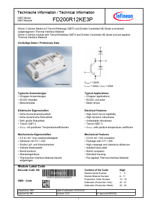 FD200R12KE3P Datasheet PDF Infineon Technologies