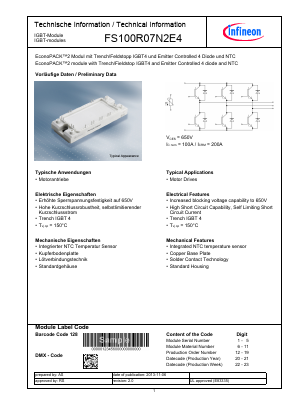 FS100R07N2E4 Datasheet PDF Infineon Technologies