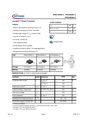 IPI024N06N3G Datasheet PDF Infineon Technologies