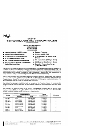 P8051 Datasheet PDF Intel
